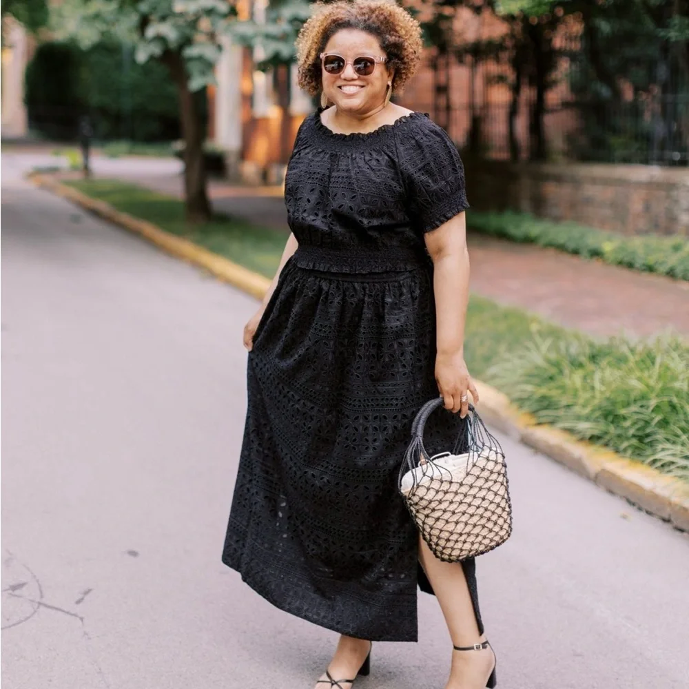 J Crew Puff Sleeve Smocked Top Eyelet